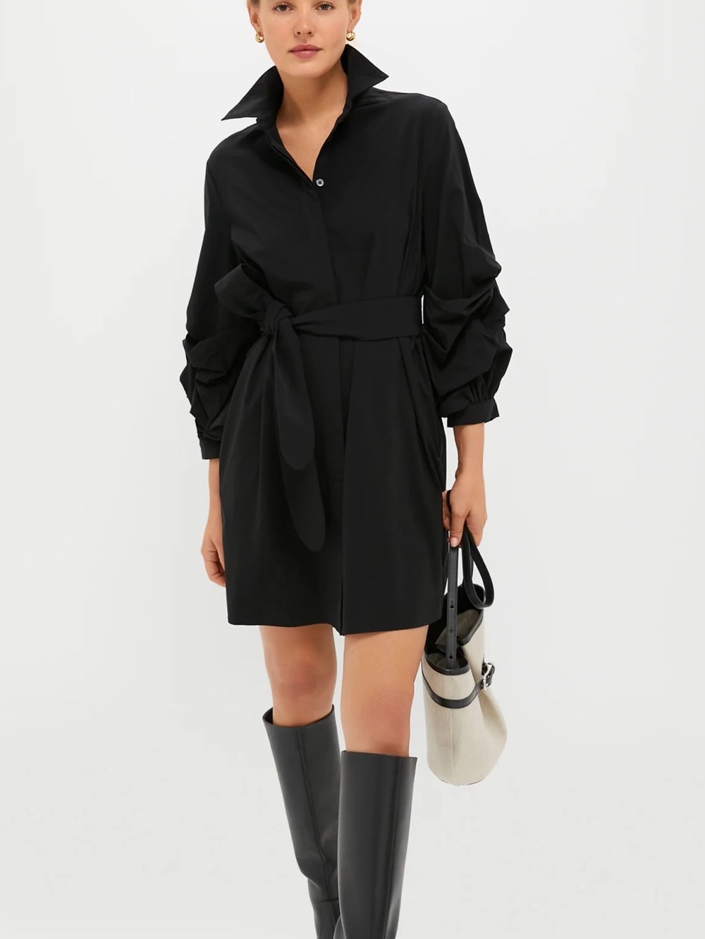 Tuckernuck Black Shirt Mini Dress with Tie Waist